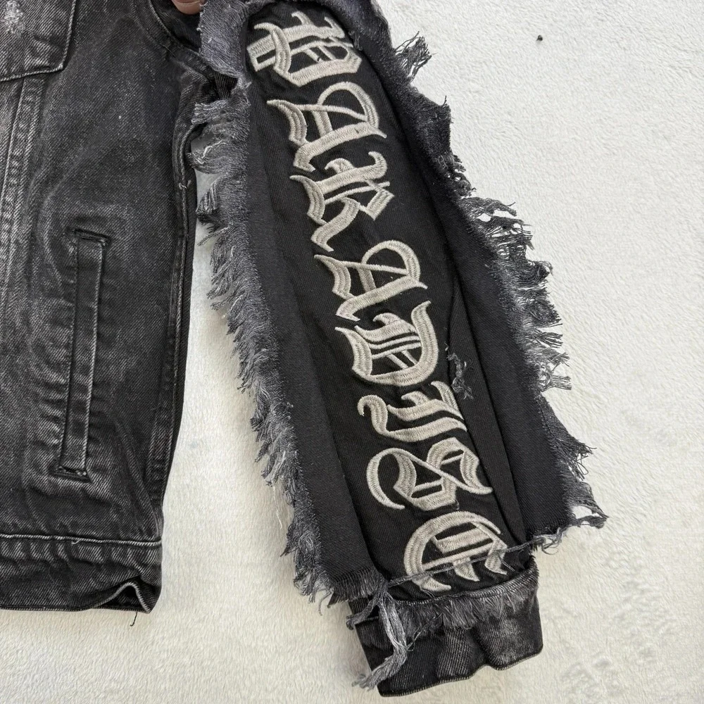 R3bel Jacket Mens‎ Small Denim Black Distressed Stay High Paradise Streetwear